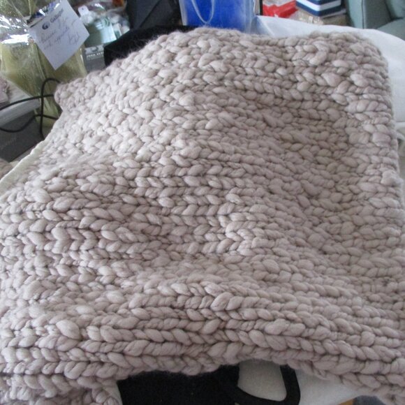 19x19 Quince Throw Pillow Covers taupe wool blend - Picture 2 of 5